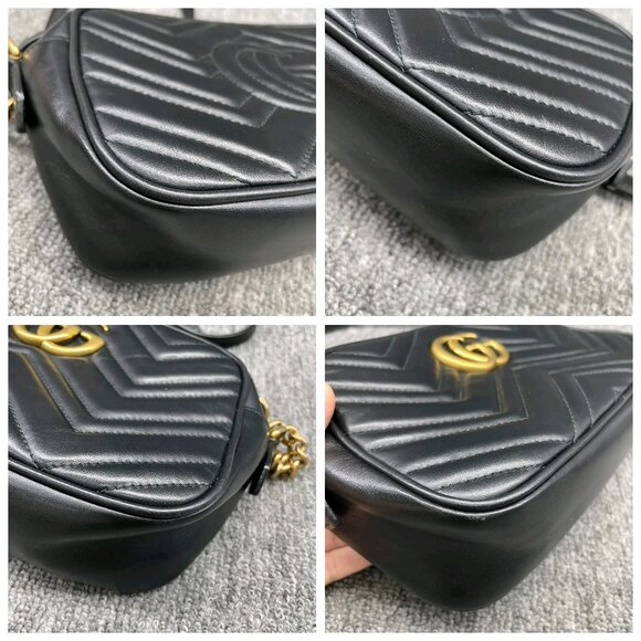 100% Authentic GUCCI Black Marmont Leather Shoulder Bag - Picture 7 of 14